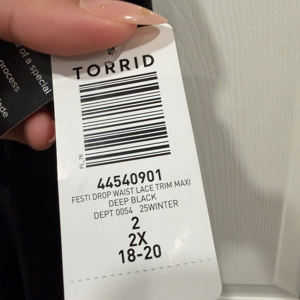 Torrid Festi Drop Waist Lace Trim Maxi Dress‎ Deep Black 2X 18-20 44540901 - Picture 2 of 10